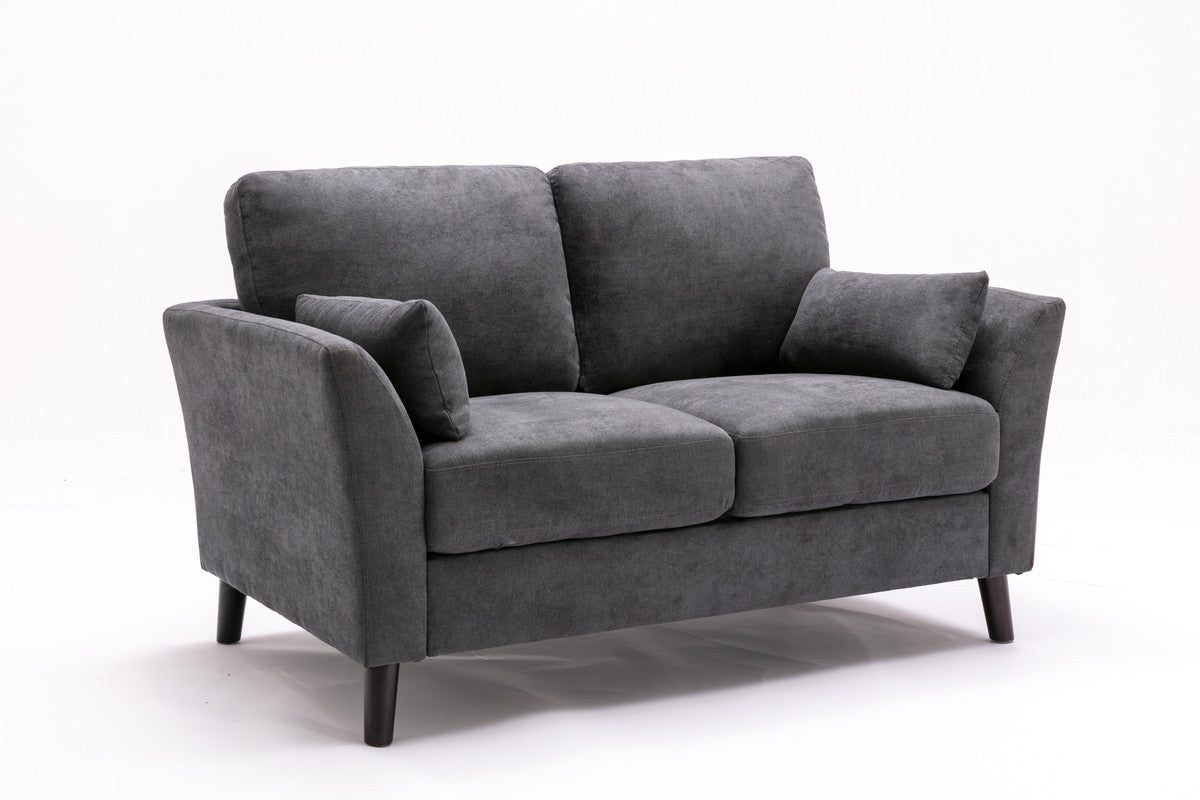 Damian Gray Velvet Fabric Loveseat