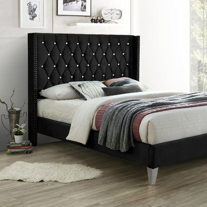 Go Green Woods Alexa Velvet Upholstered Queen Platform Bed