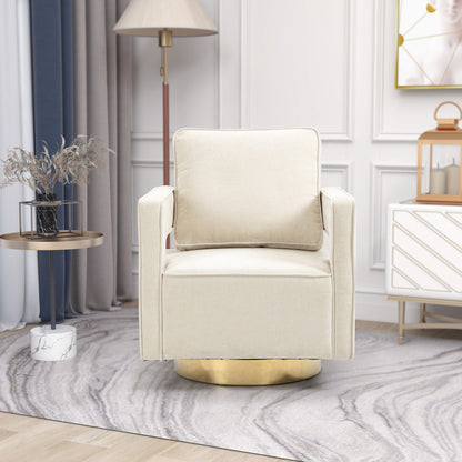 Beige Chenille Open Back Swivel Chair
