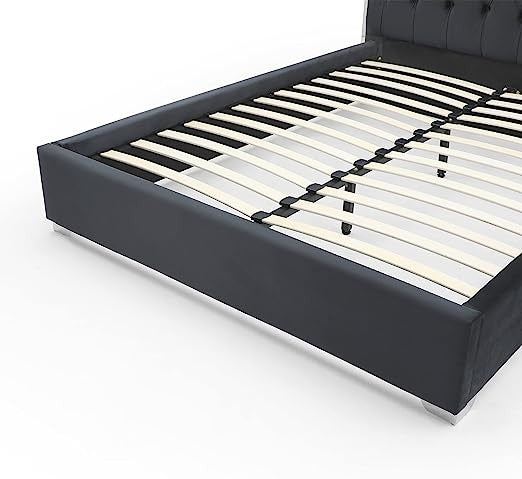 Go Green Woods Sophia Velvet King Bed with Silver Metal Frame