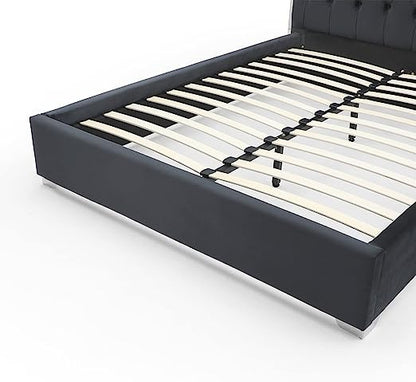 Go Green Woods Sophia Velvet King Bed with Silver Metal Frame