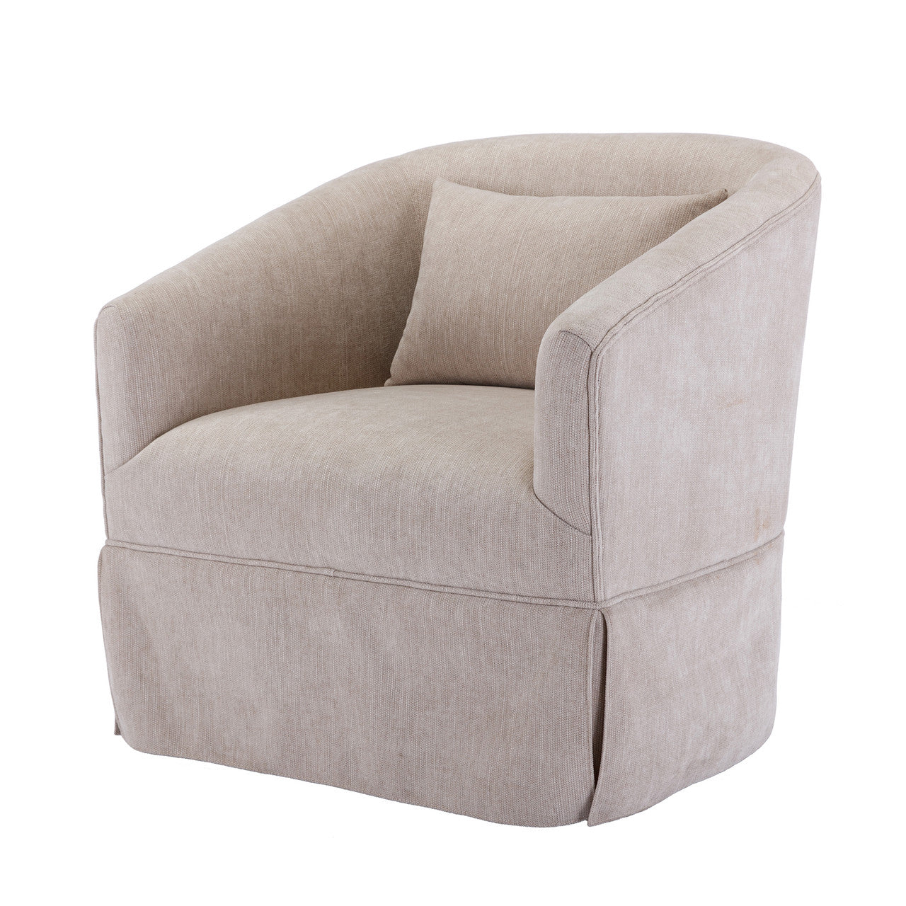 Beige Linen Swivel Armchair