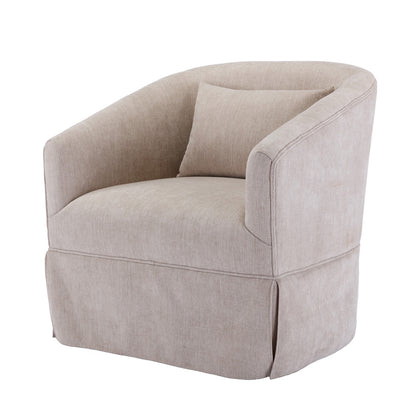 Beige Linen Swivel Armchair