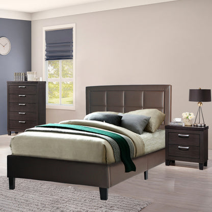 Go Green Woods Elegant Faux Leather Upholstered Panel Bed Full