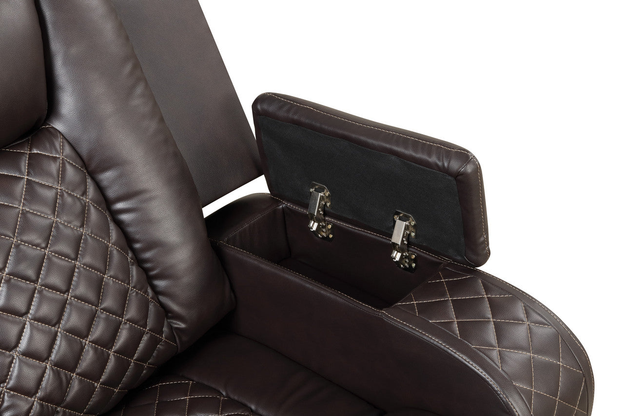 Benz LED & Power Reclining Brown Loveseat