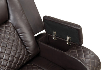Benz LED & Power Reclining Brown Loveseat