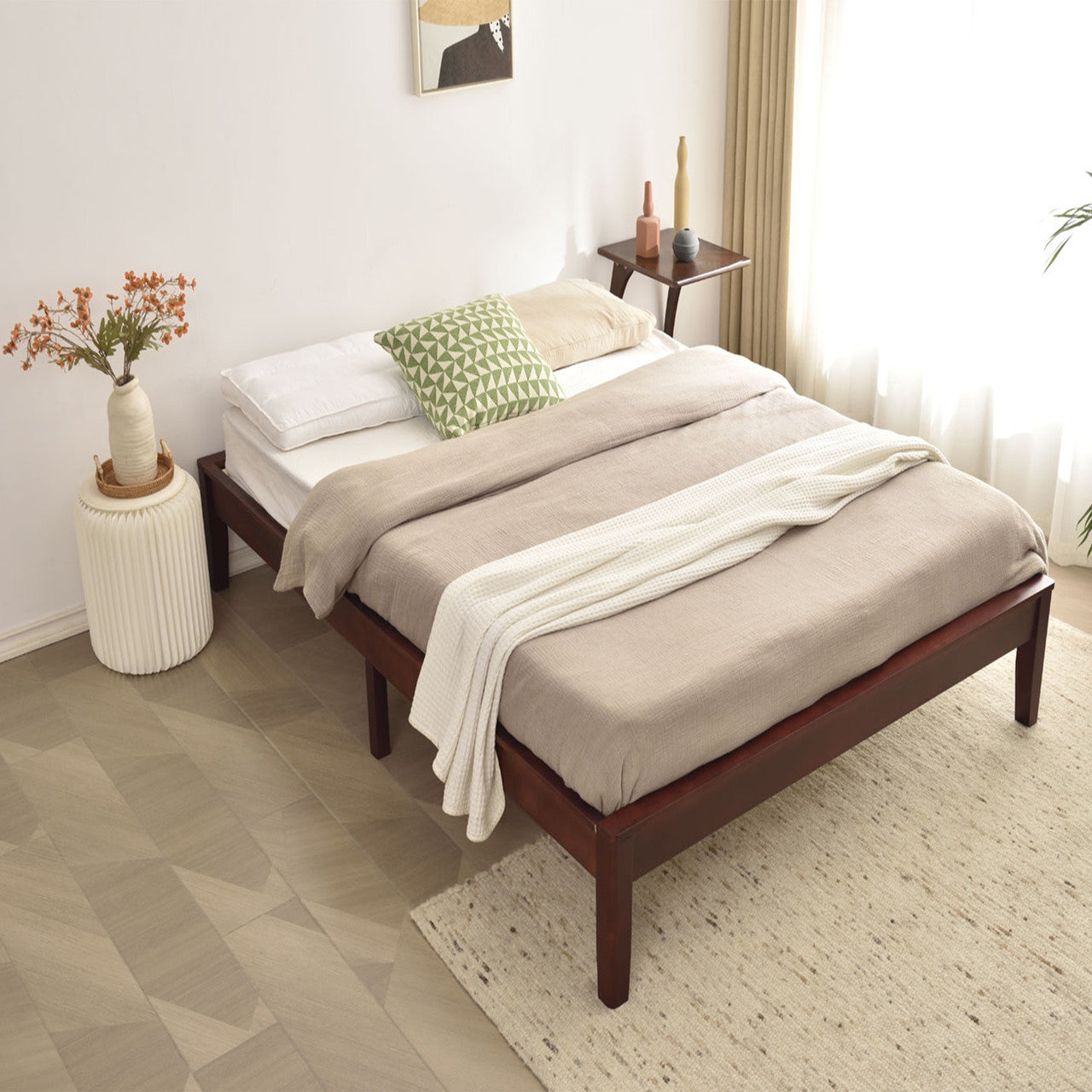 Go Green Woods Stella Solid Pine Wood Full Platform Bed Frame